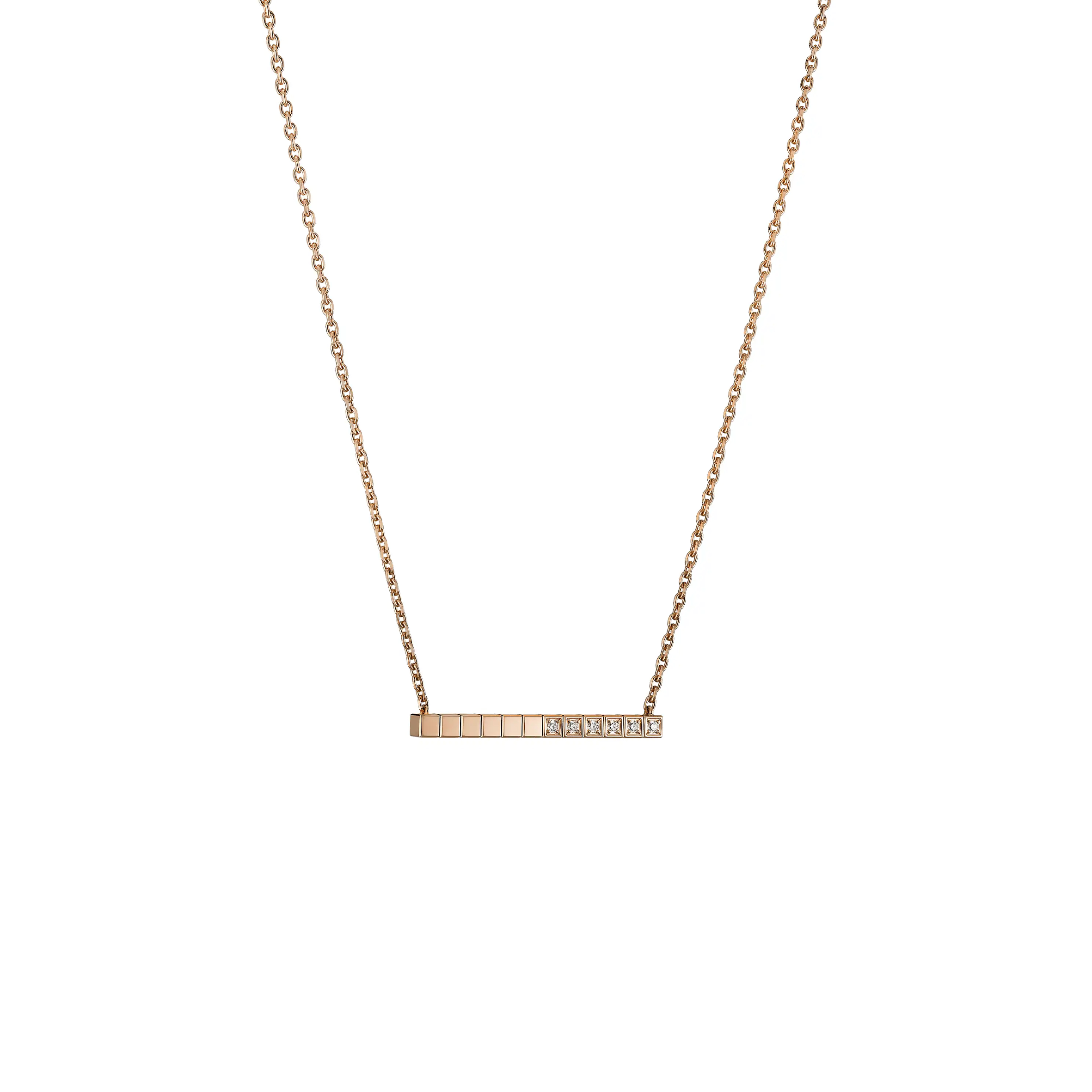 CHOPARD ICE CUBE NECKLACE, ROSE GOLD, HALF-SET DIAMONDS 817702-5002